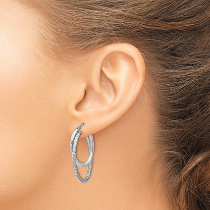 Leslie's Sterling Silver Polished D/C Oval Hoop Earrings