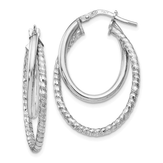 Leslie's Sterling Silver Polished D/C Oval Hoop Earrings