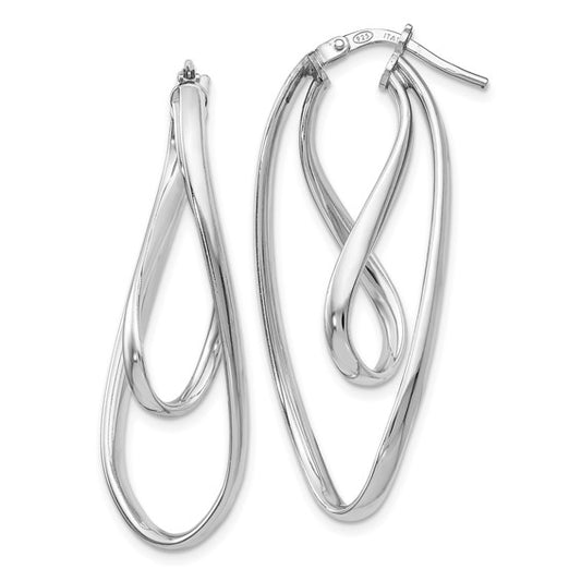 Leslie's Sterling Silver Polished Twisted Oval Hoop Earrings