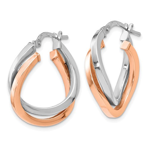 Leslie's Sterling Silver Rose-tone Polished Hoop Earrings