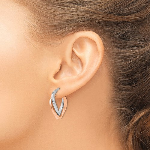 Leslie's Sterling Silver Rose-tone Polished Hoop Earrings