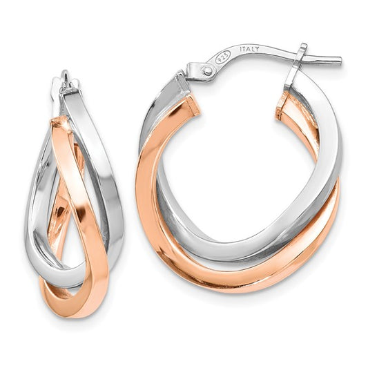 Leslie's Sterling Silver Rose-tone Polished Hoop Earrings