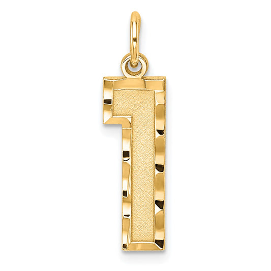 Sterling Silver Gold-plated Large Diamond-cut #1 Charm