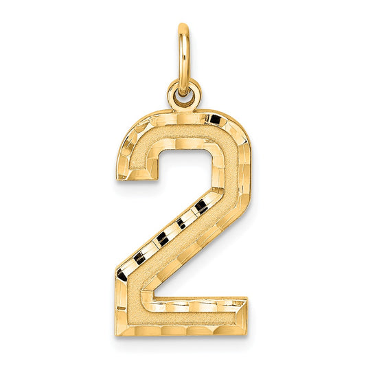 Sterling Silver Gold-plated Large Diamond-cut #2 Charm