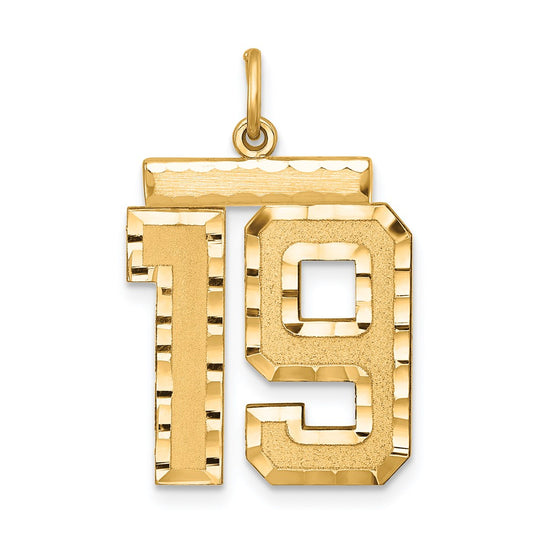 Sterling Silver Gold-plated Large Diamond-cut #19 Charm