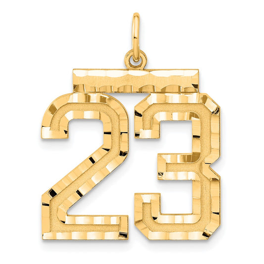 Sterling Silver Gold-plated Large Diamond-cut #23 Charm