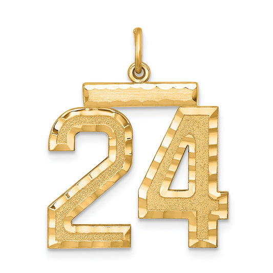 Sterling Silver Gold-plated Large Diamond-cut #24 Charm