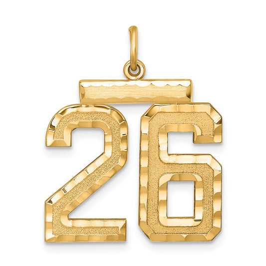Sterling Silver Gold-plated Large Diamond-cut #26 Charm