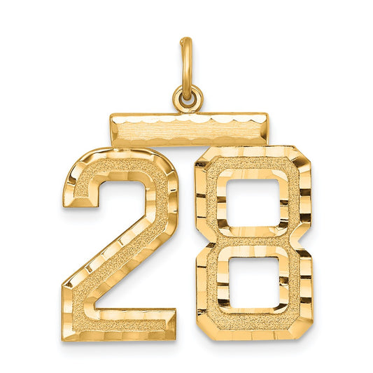 Sterling Silver Gold-plated Large Diamond-cut #28 Charm