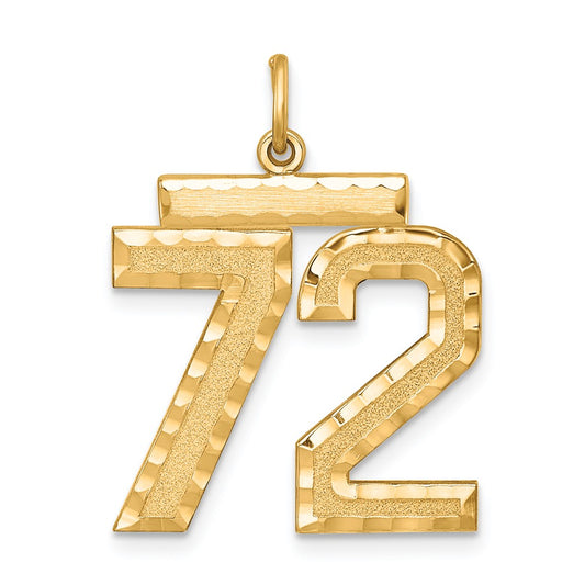 Sterling Silver Gold-plated Large Diamond-cut #72 Charm