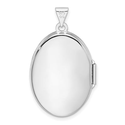 Sterling Silver Rhodium-plated Scroll Oval Locket