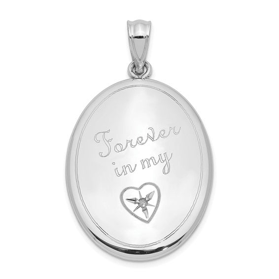 Sterling Silver Rhodium-plated Diamond Forever in My.. Oval Open Locket
