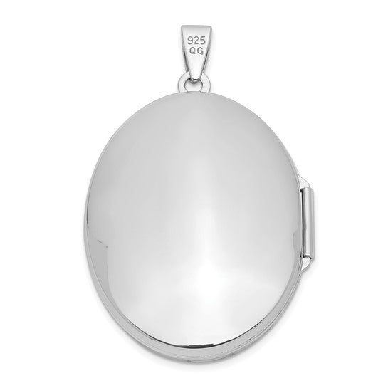 Sterling Silver Rhodium-plated Polished 32mm Oval Locket