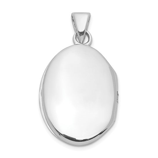 Sterling Silver Rhodium-plated Diamond Accent Filigree Oval 22mm Locket
