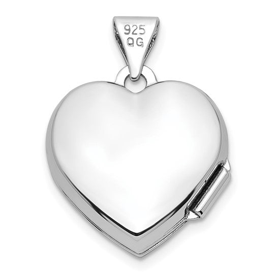 Sterling Silver Rhodium-plated Diamond Sweet 16 Dangle 15mm Heart Locket