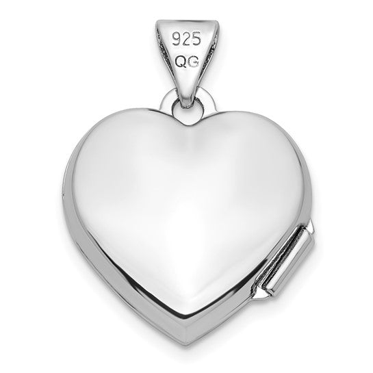 Sterling Silver Rhodium-plated Diamond 21 Dangle 15mm Heart Locket