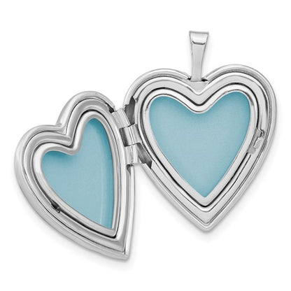 Sterling Silver Rhodium-plated Enameled Flower with Mom 20mm Heart Locket