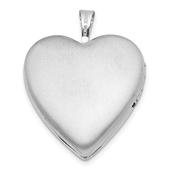 Sterling Silver Rhodium-plated Diamond Wings 20mm Heart Locket
