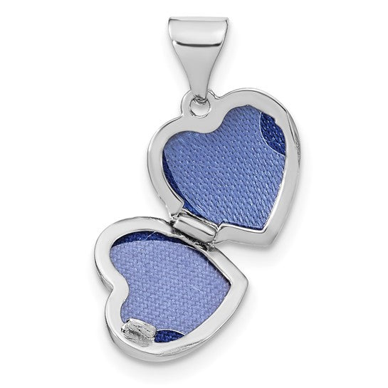 Sterling Silver Rhodium-plated Floral 10mm Heart Locket