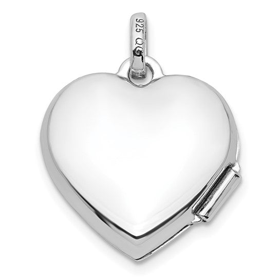 Sterling Silver Rhodium-plated Mom 15mm Heart Locket