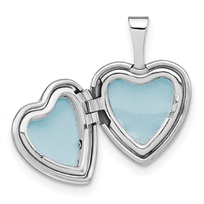 Sterling Silver Rhod-plated Textured Paw Print 12mm Heart Locket