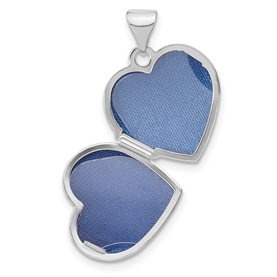 Sterling Silver Rhodium-plated CZ 15mm Heart Locket