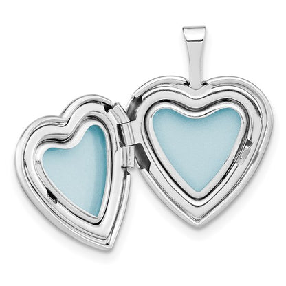 Sterling Silver Rhodium-plated Satin Forever in My Heart 16mm Heart Locket