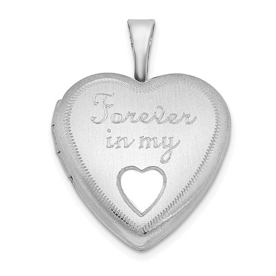 Sterling Silver Rhodium-plated Satin Forever in My Heart 16mm Heart Locket
