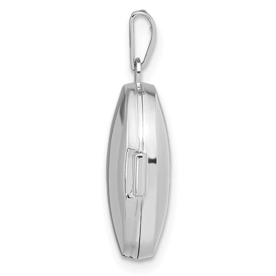 Sterling Silver Rhodium-plated Diamond 17mm Oval Locket