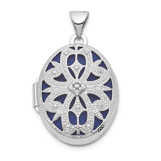 Sterling Silver Rhodium-plated Polished 26x20mm Oval Ash Holder Locket