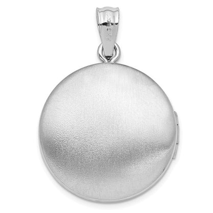 Sterling Silver Rhodium-plated Faith, Hope, Love 20mm Round Locket