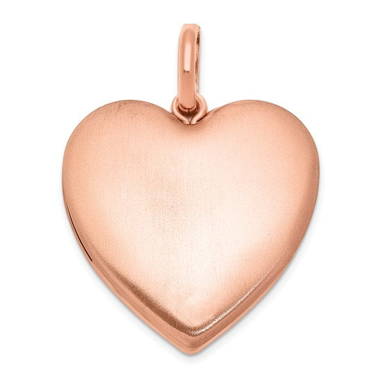 Sterling Silver Rose Gold-plated Scroll 24mm Heart Swing Locket