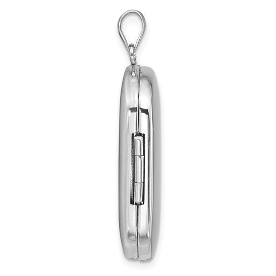 Sterling Silver Rhodium-plated 30x19mm Rectangle Ash Holder Locket