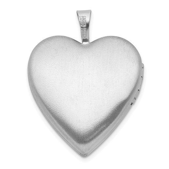 Sterling Silver Rh-plate Polish/Satin Epoxy 20mm I Love You Rose Locket