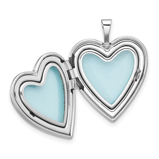 Sterling Silver Rh-plate Polish/Satin Epoxy 20mm I Love You Rose Locket