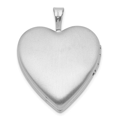 Sterling Silver Rhodium-plated Epoxy 20mm Floral Mom Heart Locket