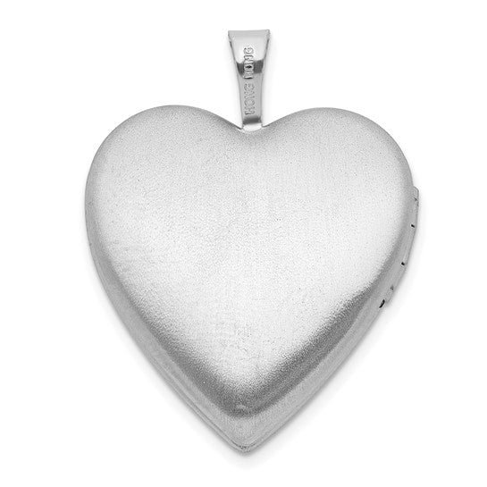 Sterling Silver RH-plate Polished/Satin Epoxy 20mm Butterfly Heart Locket