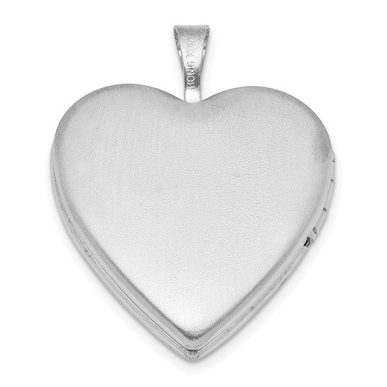 Sterling Silver Rhodium-plated MY ANGEL Angel Wings 20mm Heart Locket