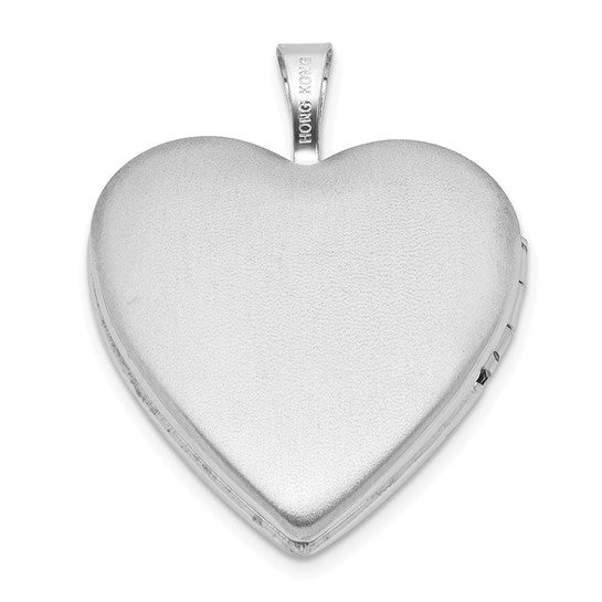 Sterling Silver RH-pl I LOVE YOU TO THE MOON AND.. 20mm Heart Locket