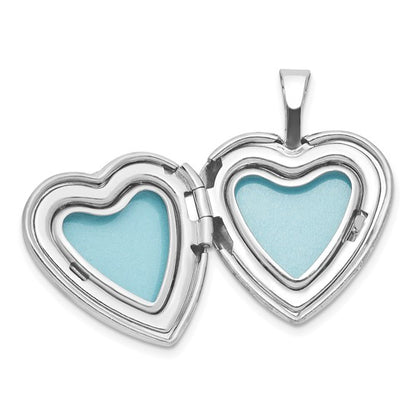 Sterling Silver Rhodium-plated Paw Prints with Heart 16mm Heart Locket
