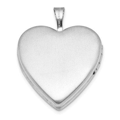 Sterling Silver Rhodium-plated Polished Paw Prints 20mm Heart Locket