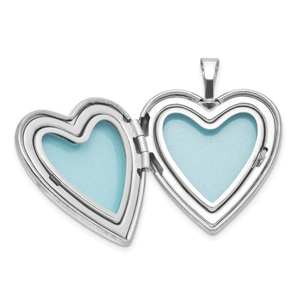 Sterling Silver Rhodium-plated Polished Paw Prints 20mm Heart Locket