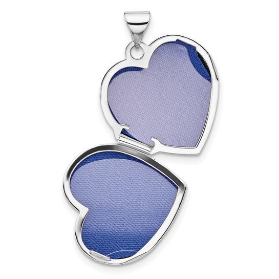 Sterling Silver Rhodium-plated Polished CZ 18mm Heart Locket