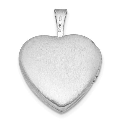 Sterling Silver RH-plated Epoxy Satin Polished Unicorn 16mm Heart Locket