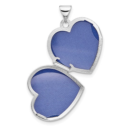 SS Rhod-plated Polished 18mm Key to my Heart Reversible Heart Locket