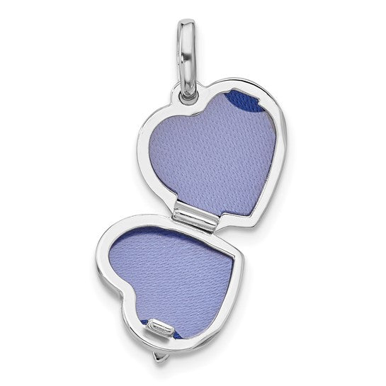 Sterling Silver Rhodium-plated Polished 12mm CZ Bee Heart Locket