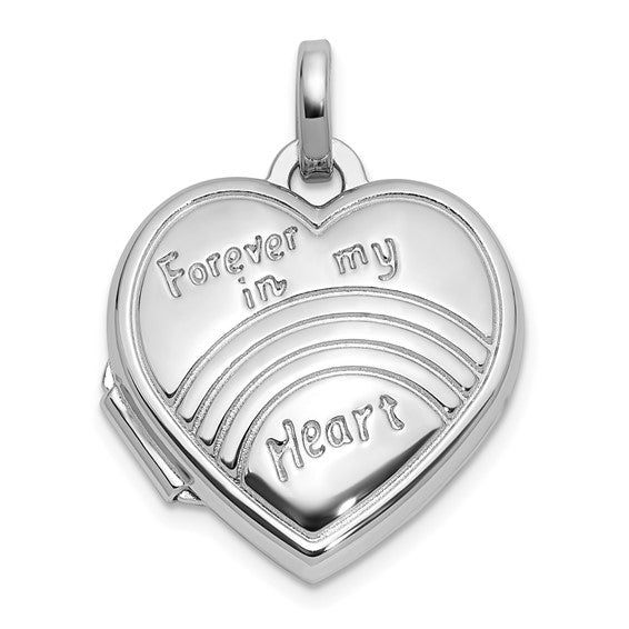 Sterling Silver Rhod-pltd 15mm Forever In My Heart Rainbow Heart Locket