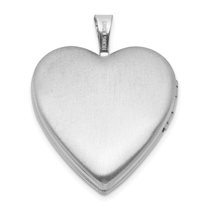 Sterling Silver Rh-plated Polished 20mm Love Faith Hope Heart Locket