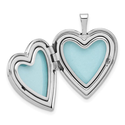 Sterling Silver Rh-plated Polished 20mm Love Faith Hope Heart Locket