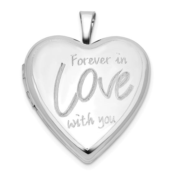 Sterling Silver RH-plated FOREVER IN LOVE WITH YOU 20mm Heart Locket